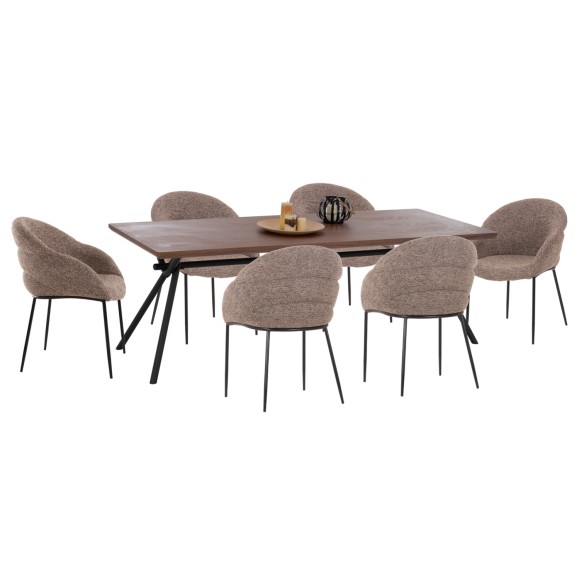 ΣΕΤ ΤΡΑΠΕΖΑΡΙΑΣ 7ΤΜΧ FB910957.03 MDF TOP--ΥΦΑΣΜΑ TAUPE & ΜΕΤΑΛ.ΠΟΔΙΑ