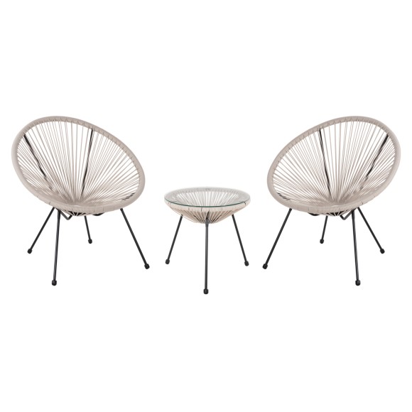 ΣΕΤ ΕΞΩΤΕΡΙΚΟΥ ΧΩΡΟΥ 3ΤΜΧ FB911861.03 P.E.RATTAN ΕΚΡΟΥ-ΜΕΤΑΛΛΟ ΣΕ ΜΑΥΡΟ