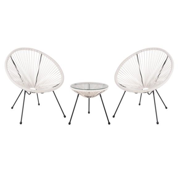ΣΕΤ ΕΞΩΤΕΡΙΚΟΥ ΧΩΡΟΥ 3ΤΜΧ FB911861.12 P.E.RATTAN ΛΕΥΚΟ-ΜΕΤΑΛΛΟ ΣΕ ΜΑΥΡΟ