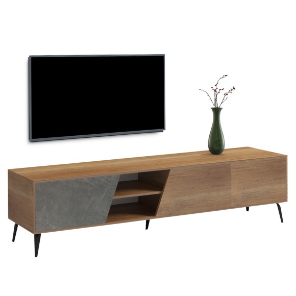 ΕΠΙΠΛΟ ΤΗΛΕΟΡΑΣΗΣ FB918374.14 ΜΕΛΑΜΙΝΗ ΦΥΣΙΚΟ-MOORE STONE 180Χ35.5Χ48Υεκ.