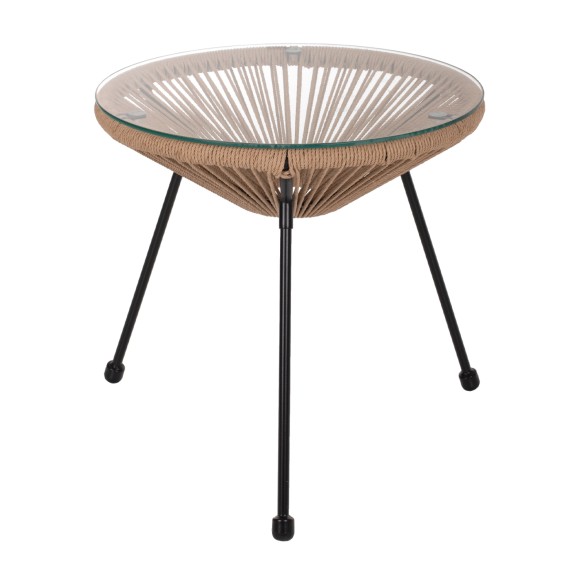 ΤΡΑΠΕΖΙ ΒΟΗΘΗΤΙΚΟ ΜΑΥΡΟ ΜΕΤΑΛΛΟ  ME TWISTED WICKER ΦΥΣΙΚΟ FB95873.01 Φ47Χ45Υεκ.