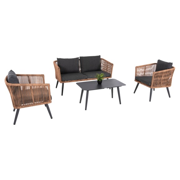ΣΑΛΟΝΙ ΕΞ.ΧΩΡΟΥ 4ΤΜΧ FB96057.03 ΑΛΟΥΜ.ΑΝΘΡΑΚΙ-PE RATTAN ΜΠΕΖ-ΑΝΘΡΑΚΙ ΜΑΞΙΛΑΡΙΑ