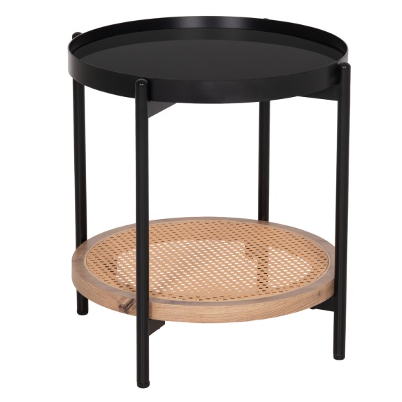 ΒΟΗΘΗΤΙΚΟ ΤΡΑΠΕΖΙ FB918031 ΓΥΑΛΙ TOP-ΜΕΤΑΛΛΟ-RATTAN ΣΕ ΦΥΣΙΚΟ Φ50x56Υεκ.