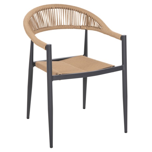 ΠΟΛΥΘΡΟΝΑ ΑΛΟΥΜΙΝΙΟΥ FB95854.02 ΑΝΘΡΑΚΙ PΕ RATTAN ΜΠΕΖ 56x55,5x78Υ εκ.