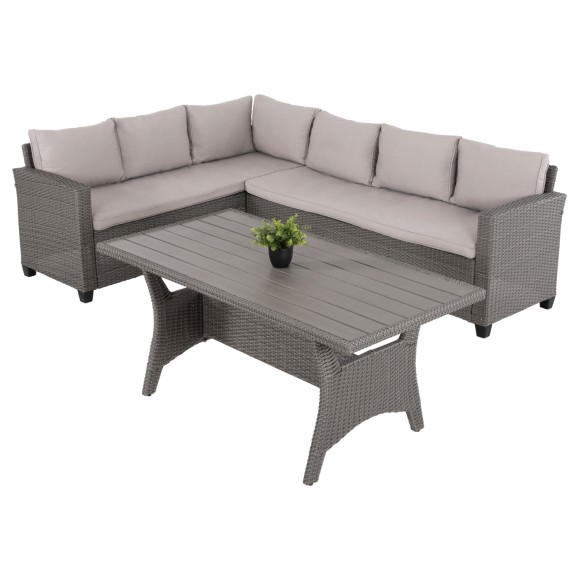 ΣΕΤ ΣΑΛΟΝΙ ΓΩΝΙΑ & ΤΡΑΠΕΖΙ FB96078.01 ΓΚΡΙ ΣΥΝΘ.RATTAN-ΜΑΞΙΛΑΡΙΑ-PS ΞΥΛΕΙΑ