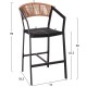 ΣΚΑΜΠΟ ΑΛΟΥΜΙΝΙΟΥ FB95892.15 ΜΕΣΑΙΟΥ ΥΨΟΥΣ RATTAN & TEXTLINE ΜΑΥΡΟ ΜΠΕΖ 55x56,5x99Υ