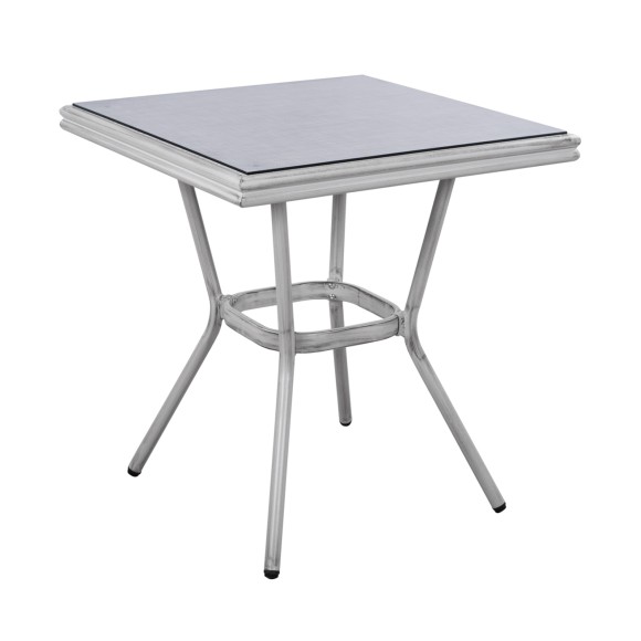 ΤΡΑΠΕΖΙ ΑΛΟΥΜΙΝΙΟΥ 70X70X76 BAMBOO FB95568.01 ΛΕΥΚΗ ΠΑΤΙΝΑ ΜΕ ΓΥΑΛΙ