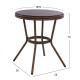 ΤΡΑΠΕΖΙ ΑΛΟΥΜΙΝΙΟΥ Φ70x76 εκ. BAMBOO FB95532.03 ΚΑΦΕ ΜΕ ΓΥΑΛΙ