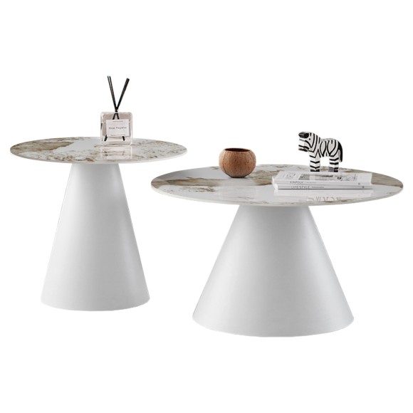 ΣΕΤ 2 ΤΡΑΠΕΖΙΑ ΣΑΛΟΝΙΟΥ FB918307.01 SINTERED STONE TOPS--ΒΑΣΕΙΣ ΛΕΥΚΕΣ Φ50 & Φ70