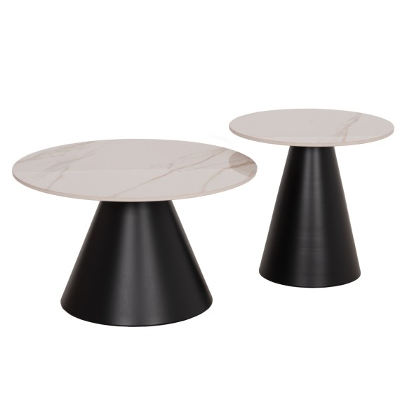 ΣΕΤ 2 ΤΡΑΠΕΖΙΑ ΣΑΛΟΝΙΟY FB918307.02 SINTERED STONE TOPS--ΒΑΣΕΙΣ ΜΑΥΡΕΣ Φ50 & Φ70