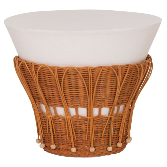 ΤΡΑΠΕΖΙ ΒΟΗΘΗΤΙΚΟ FB918164.02S FIBER CEMENT ΛΕΥΚΟ-ΦΥΣΙΚΟ RATTAN--Φ42x36Υεκ