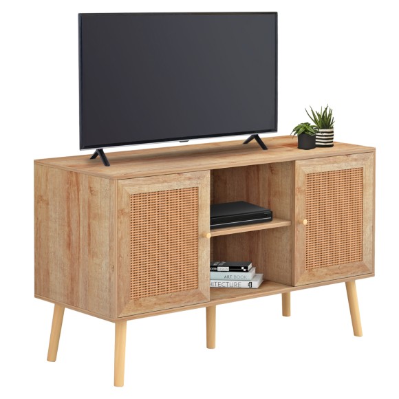 ΕΠΙΠΛΟ TV ΜΕΛΑΜΙΝΗΣ ΜΕ ΠΟΡΤΕΣ RATTAN FB99223.11 ΣΕ ΧΡΩΜΑ ΦΥΣΙΚΟ 120x39x57Υεκ.