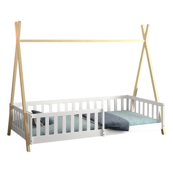 ΚΡΕΒΑΤΙ ΠΑΙΔΙΚΟ ΜΕ ΚΑΓΚΕΛΑ FB9739.03 τ.MONTESSORI ΠΕΥΚΟ ΦΥΣΙΚΟ-ΛΕΥΚΟ--190x90εκ
