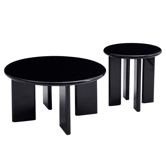 ΣΕΤ 2 ΤΡΑΠΕΖΙΑ ΣΑΛΟΝΙΟΥ FB918452.02 MDF ΣΕ GLOSSY ΜΑΥΡΟ Φ80 & Φ50εκ