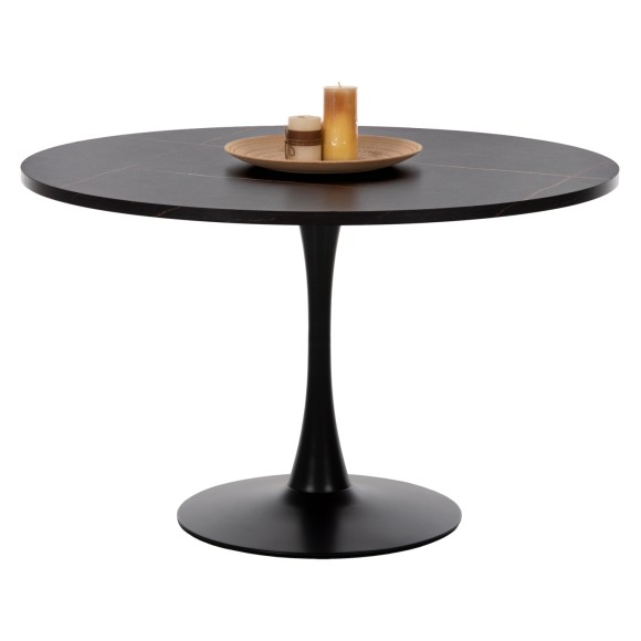 ΤΡΑΠΕΖΙ ΤΡΑΠΕΖΑΡΙΑΣ FB99422.12 ΣΤΡΟΓΓΥΛΟ BLACK MARBLE Φ120x74Yεκ.