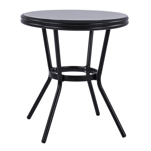 ΤΡΑΠΕΖΙ ΑΛΟΥΜΙΝΙΟΥ Φ70 BAMBOO FB95532.02 ΜΑΥΡΟ ΜΕ ΓΥΑΛΙ Φ70X76 εκ