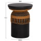 ΒΟΗΘΗΤΙΚΟ ΤΡΑΠΕΖΙ FB918159.01 FIBER CEMENT ΜΑΥΡΟ & RATTAN--Φ60x76,5Υεκ