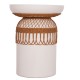 ΒΟΗΘΗΤΙΚΟ ΤΡΑΠΕΖΙ FB918159.02 FIBER CEMENT ΛΕΥΚΟ & RATTAN--Φ60x76,5Υεκ