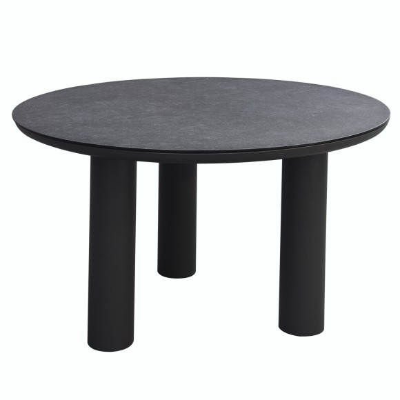ΤΡΑΠΕΖΙ ΑΛΟΥΜΙΝΙΟΥ FB96201.01 ΓΚΡΙ ΣΚΕΛΕΤΟΣ-3D PRINT ΓΥΑΛΙ-ΚΕΡΑΜΙΚΟ LOOK Φ120εκ
