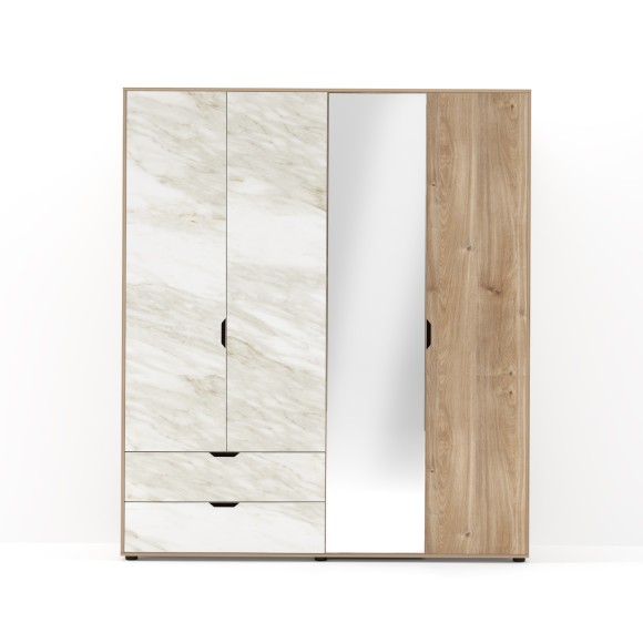 ΝΤΟΥΛΑΠΑ ΡΕΑ 183x50x208 4Φ K358/K023 ΜΕ ΚΑΘΡΕΠΤΗ 2ΣΥΡΤΑΡΙΑ ARTISAN OAK/ΚΑΦΕ ΜΑΡΜΑΡΟ