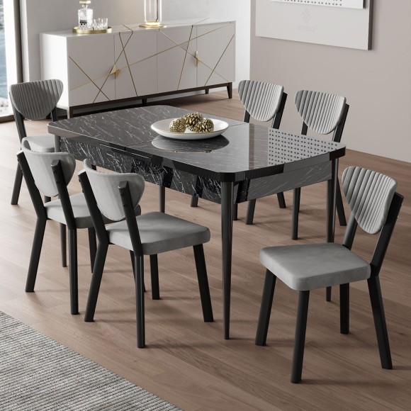 ΣΕΤ 5ΤΜΧ ΤΡΑΠΕΖΙ DELOS 78Χ132-170Χ80+4 ΚΑΡΕΚΛΕΣ DAFNI (376.20.105004+376.20.205020)