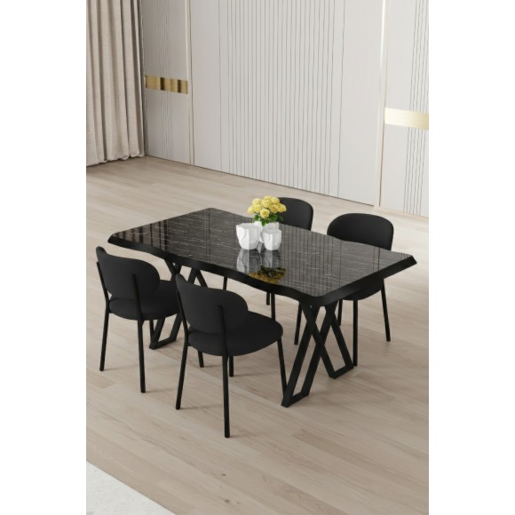 ΣΕΤ 5ΤΜΧ ΤΡΑΠΕΖΙ ΙΚΑΡΟΣ 73Χ140Χ80+4 ΚΑΡΕΚΛΕΣ KALYPSO ΓΚΡΙ (376.20.108304+4ΤΜΧ 376.20.208305)