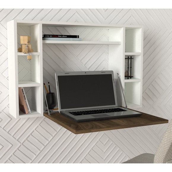 ΓΡΑΦΕΙΟ ΚΡΕΜΑΣΤΟ 90*20-68*60 Este Wall Mount Desk White-Walnut