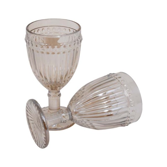 ΣΕΤ ΓΥΑΛΙΝΟ ΠΟΤΗΡΙ ΚΡΑΣΙΟΥ Fylliana 6 ΤΜΧ ΜΕ ΠΟΔΙ Stripe AMBER LUSTER